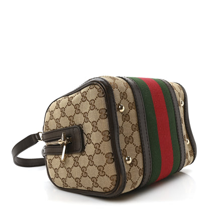 Gucci Monogram Vintage Web Small Boston Dark Brown 4 of 12