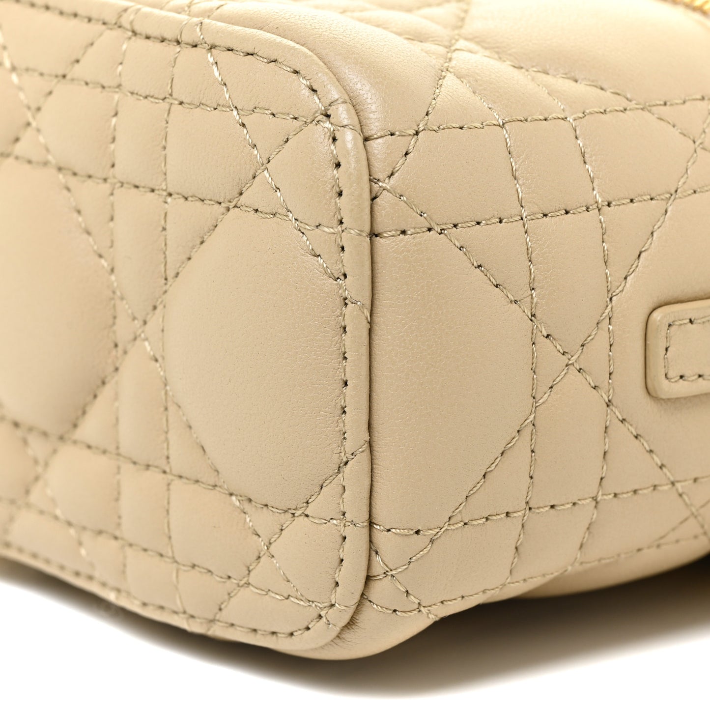 Lambskin Cannage Micro Lady Dior Vanity Case Beige