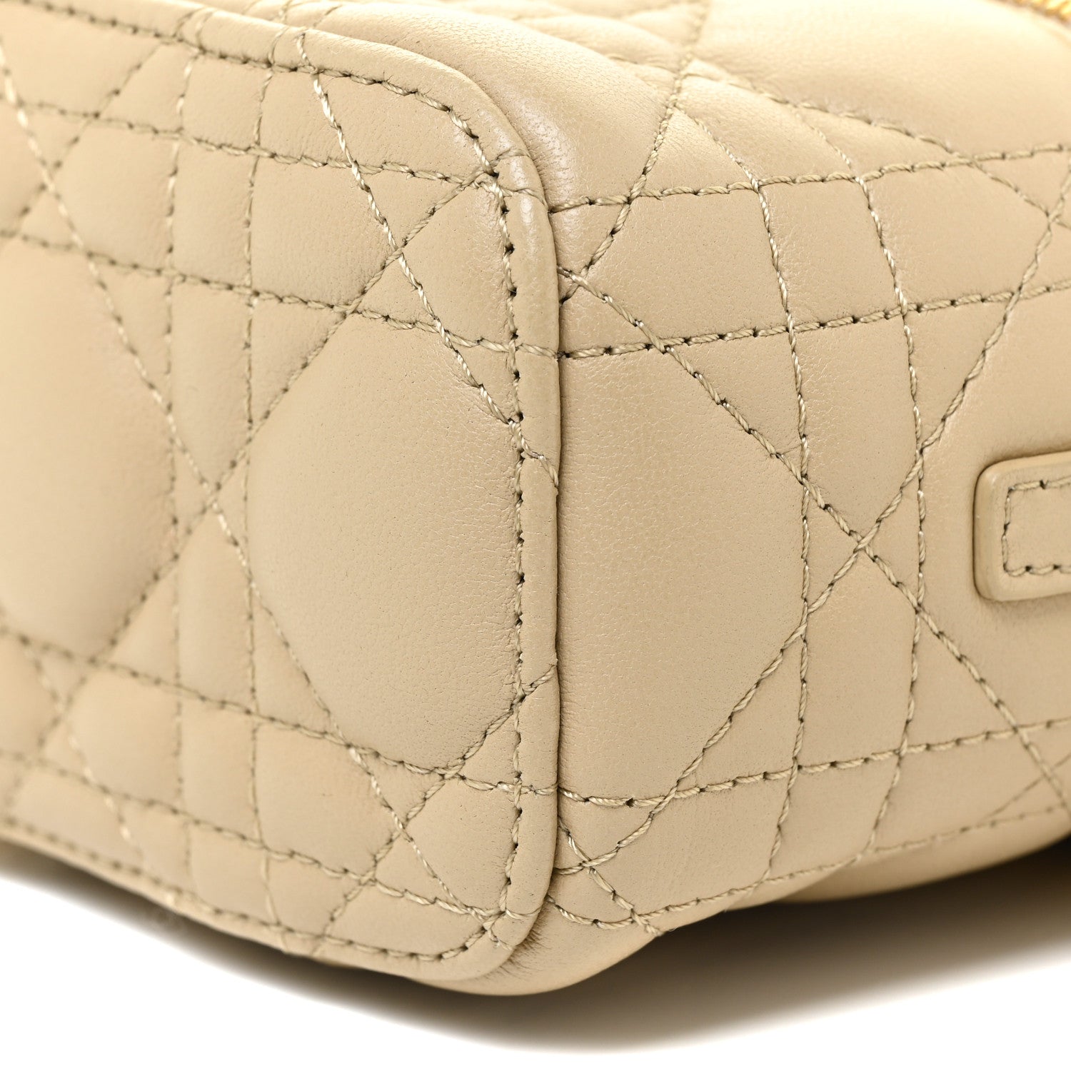 Christian Dior Lambskin Cannage Micro Lady Dior Vanity Case Beige 9 of 12