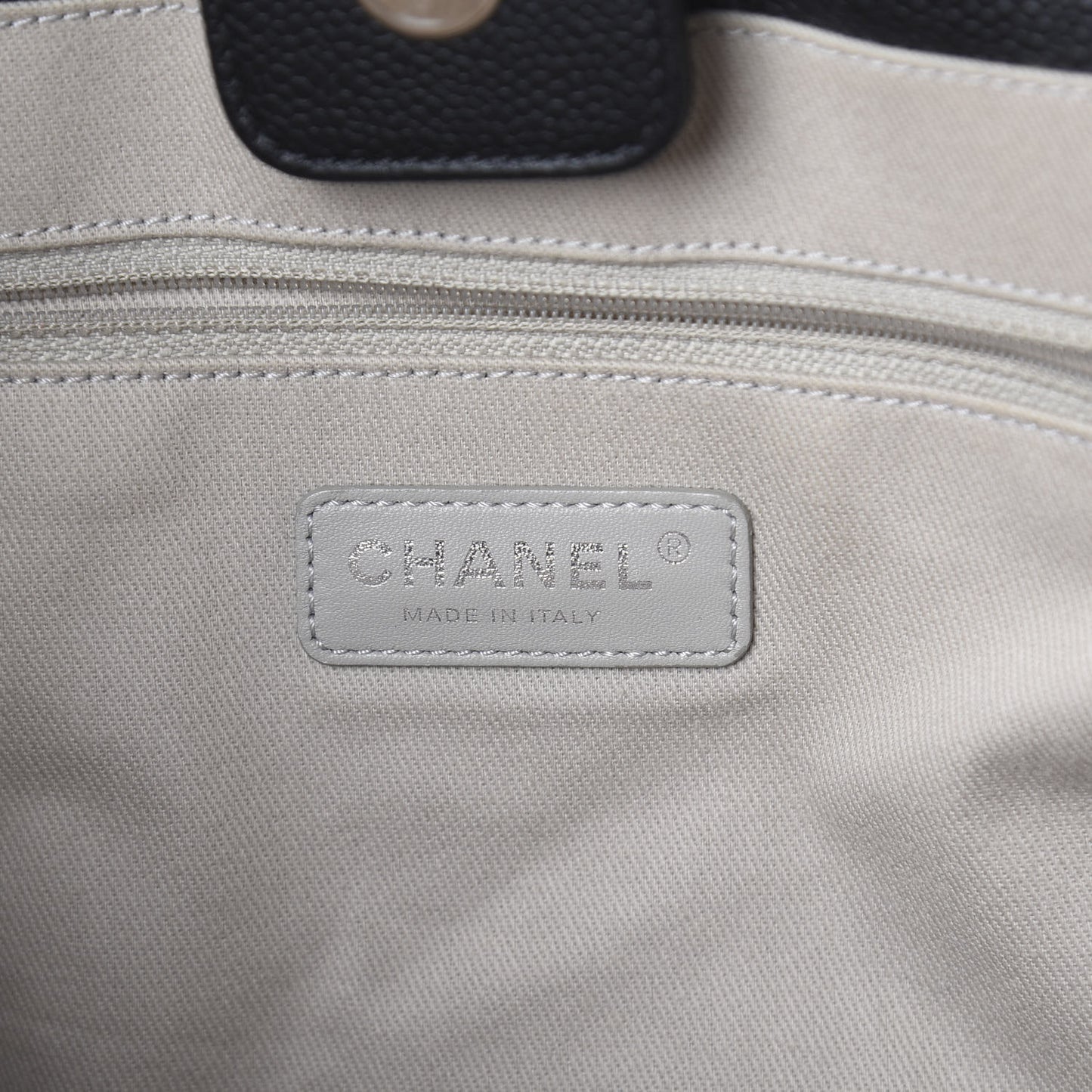Glazed Calfskin Small Deauville Tote Black