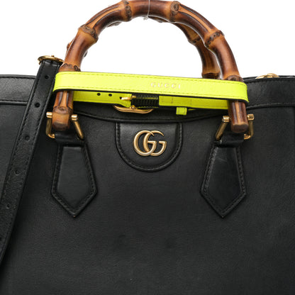 Gucci Calfskin Small Diana Tote Bag Black Yellow Fluo 7 of 14