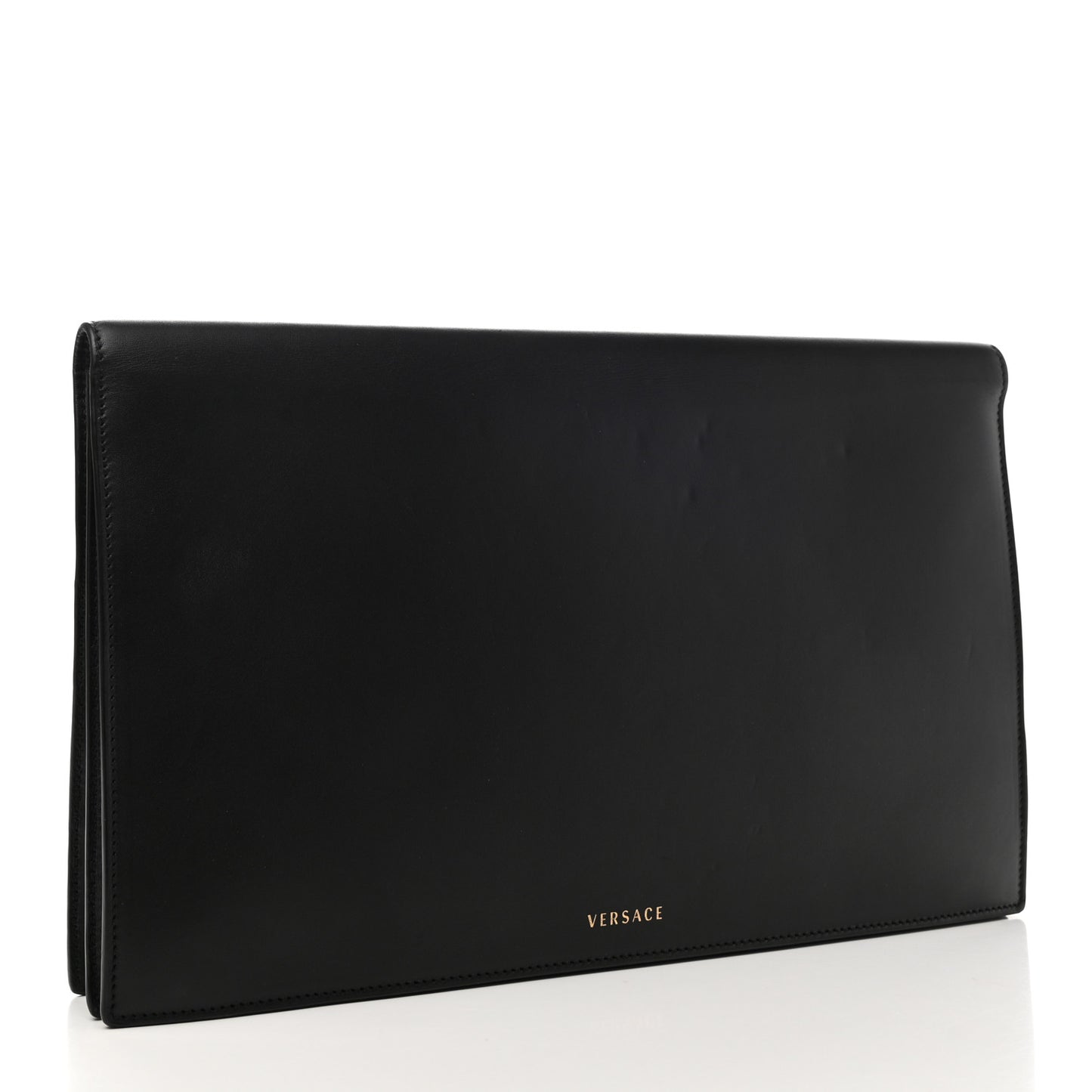 Calfskin Medallion Tribute Clutch Black