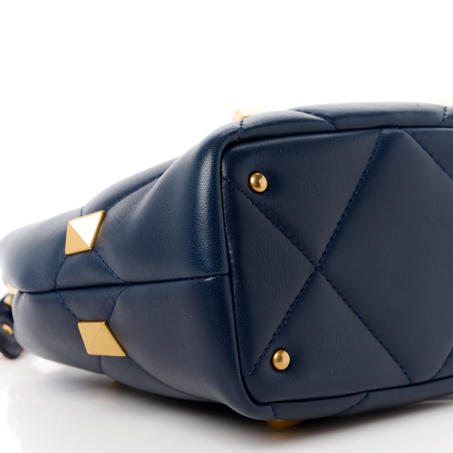 VALENTINO GARAVANI Nappa Small Roman Stud The Handle Bag Navy