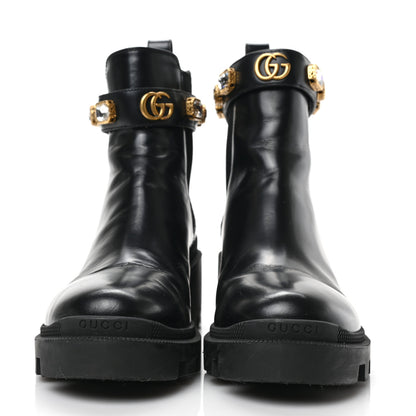 Gucci Calfskin Crystal GG Trip Chelsea Ankle Boots 38.5 Black 2 of 7