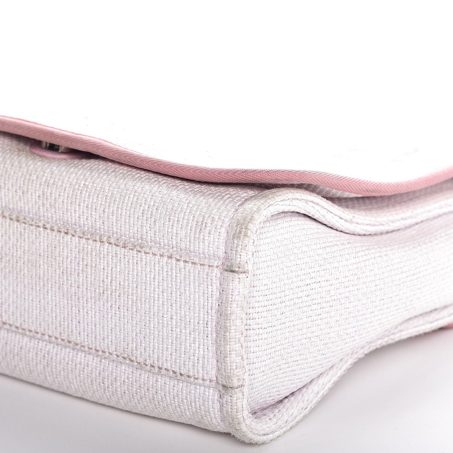 Woven Straw Raffia Small Deauville Messenger Light Pink