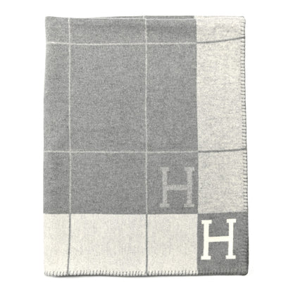 Hermes Wool Cashmere Avalon III Blanket Ecru Gris Clair 1 of 3