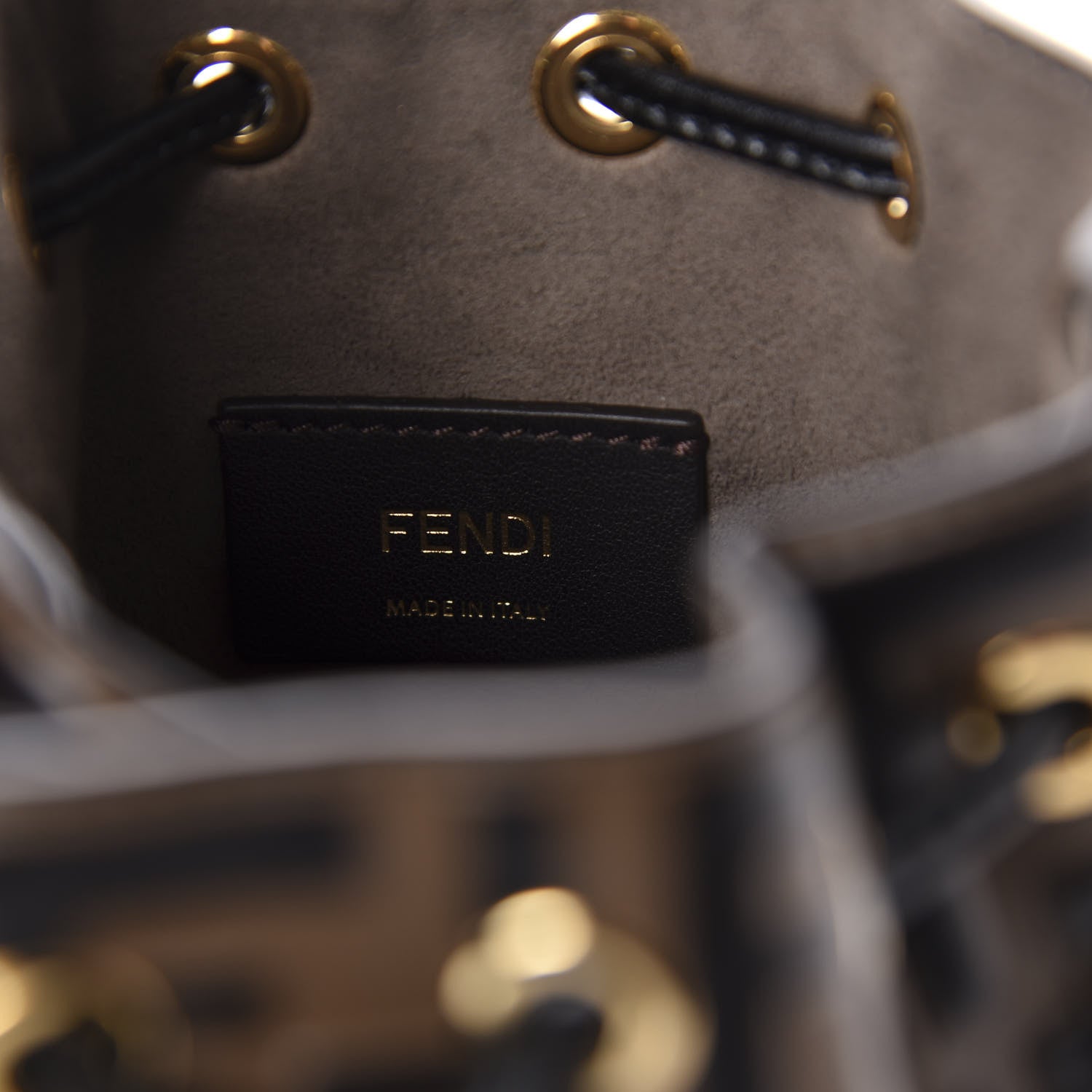 Fendi Vitello Liberty F is Fendi Bi-Color FF 1974 Embossed Mini Mon Tresor Bucket Bag Maya Black 9 of 11