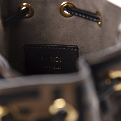 Fendi Vitello Liberty F is Fendi Bi-Color FF 1974 Embossed Mini Mon Tresor Bucket Bag Maya Black 9 of 11