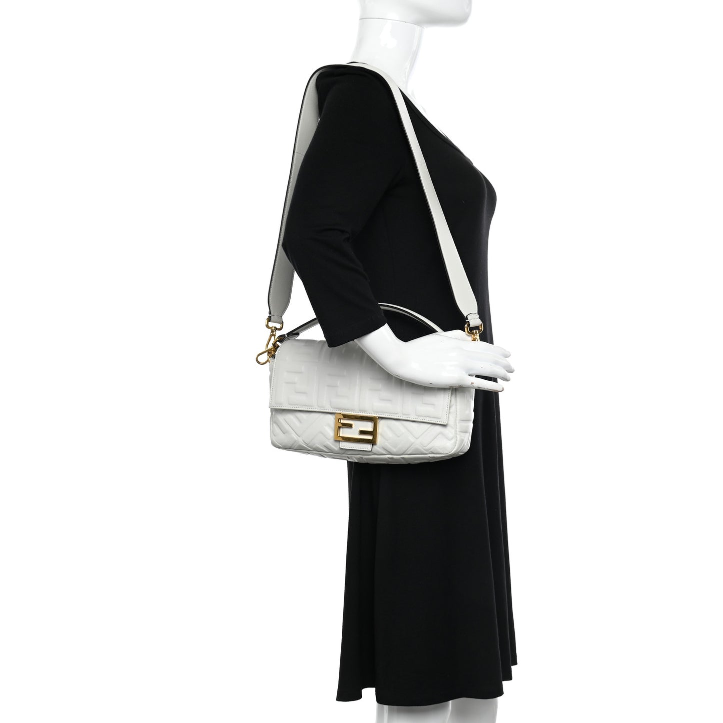 Nappa FF 1974 Embossed Baguette White