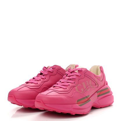 Gucci Calfskin Logo Womens Rhyton Sneakers 37.5 Box Pink 3 of 9