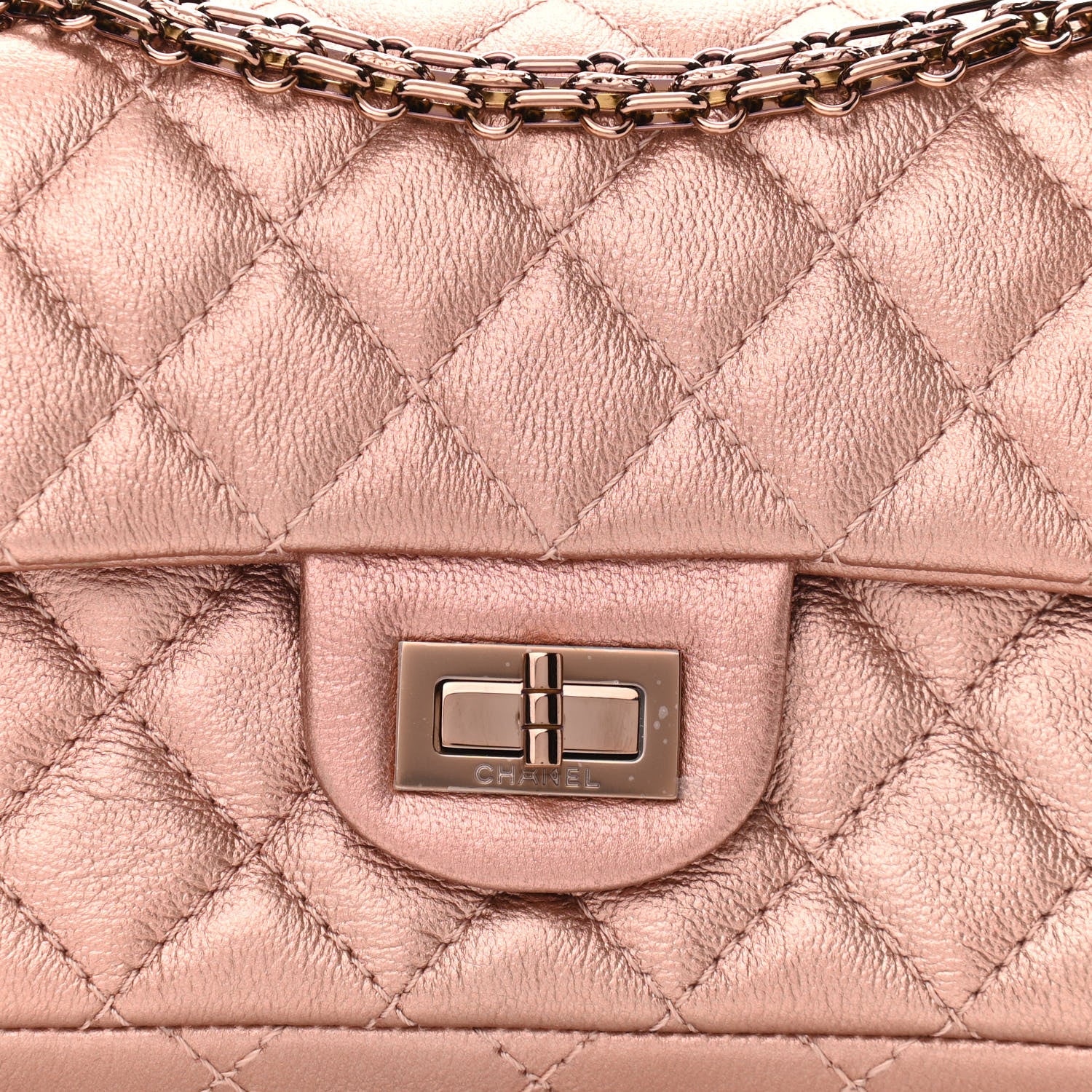 Chanel Metallic Grained Calfskin Quilted 2.55 Reissue Mini Flap Copper Pink 8 of 11