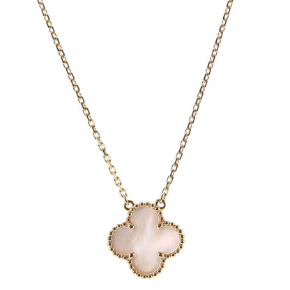 Van Cleef & Arpels 18K Yellow Gold Mother of Pearl Vintage Alhambra Pendant Necklace 1 of 8