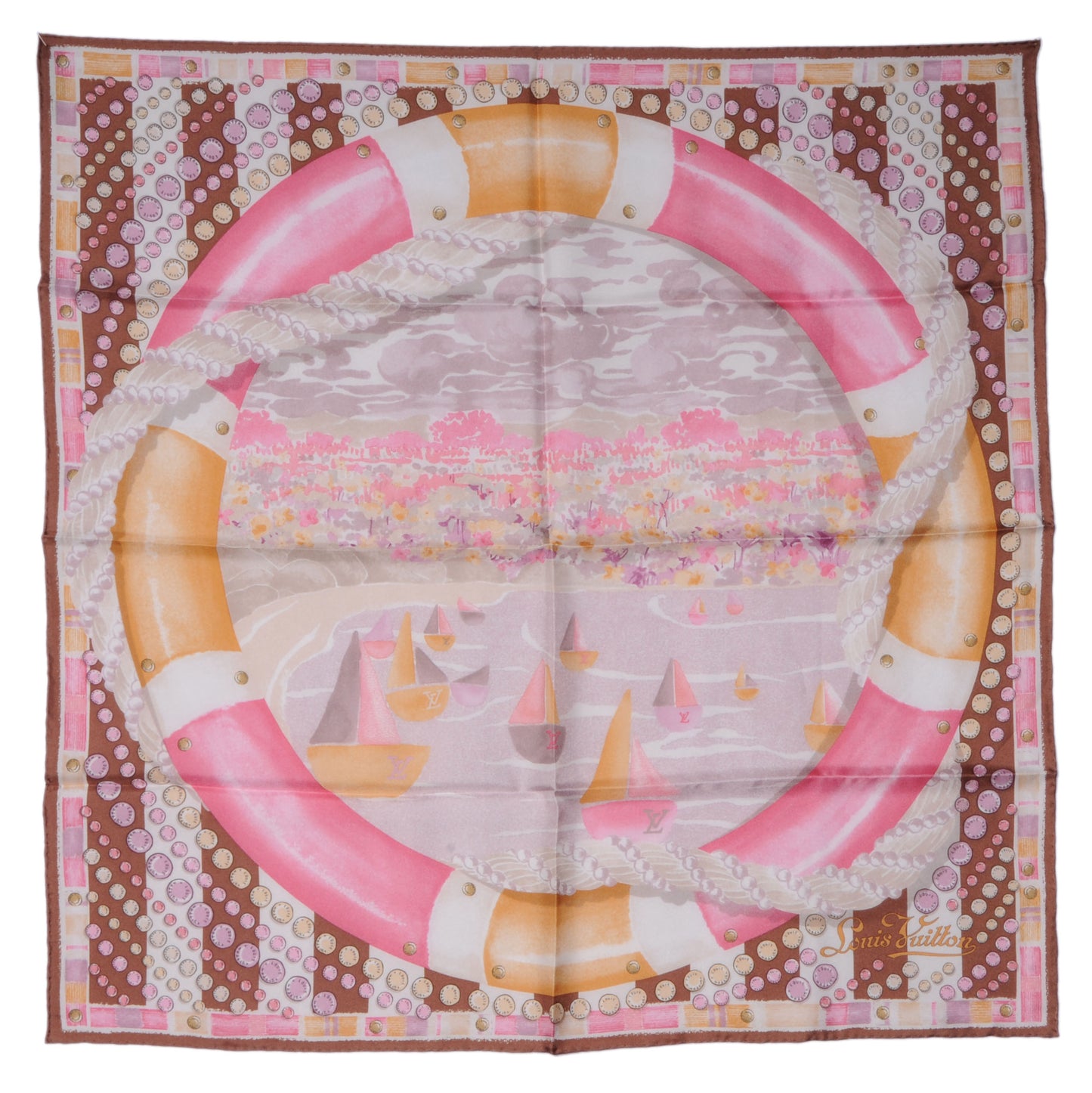 Silk Carre Escale Square Scarf Fuchsia