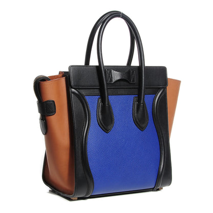 Celine Drummed Calfskin Micro Tri-Color Luggage Indigo 3 of 8