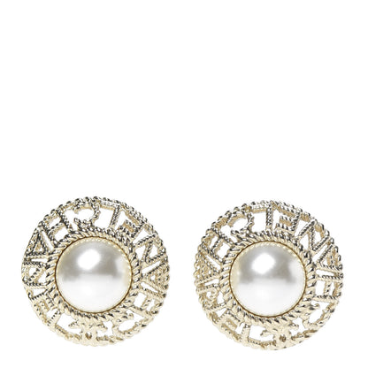 Chanel Pearl CC Round Rope Logo Earrings Gold 1 of 5