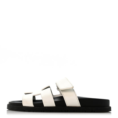 Hermes Calfskin Womens Chypre Sandals 37.5 White 1 of 11