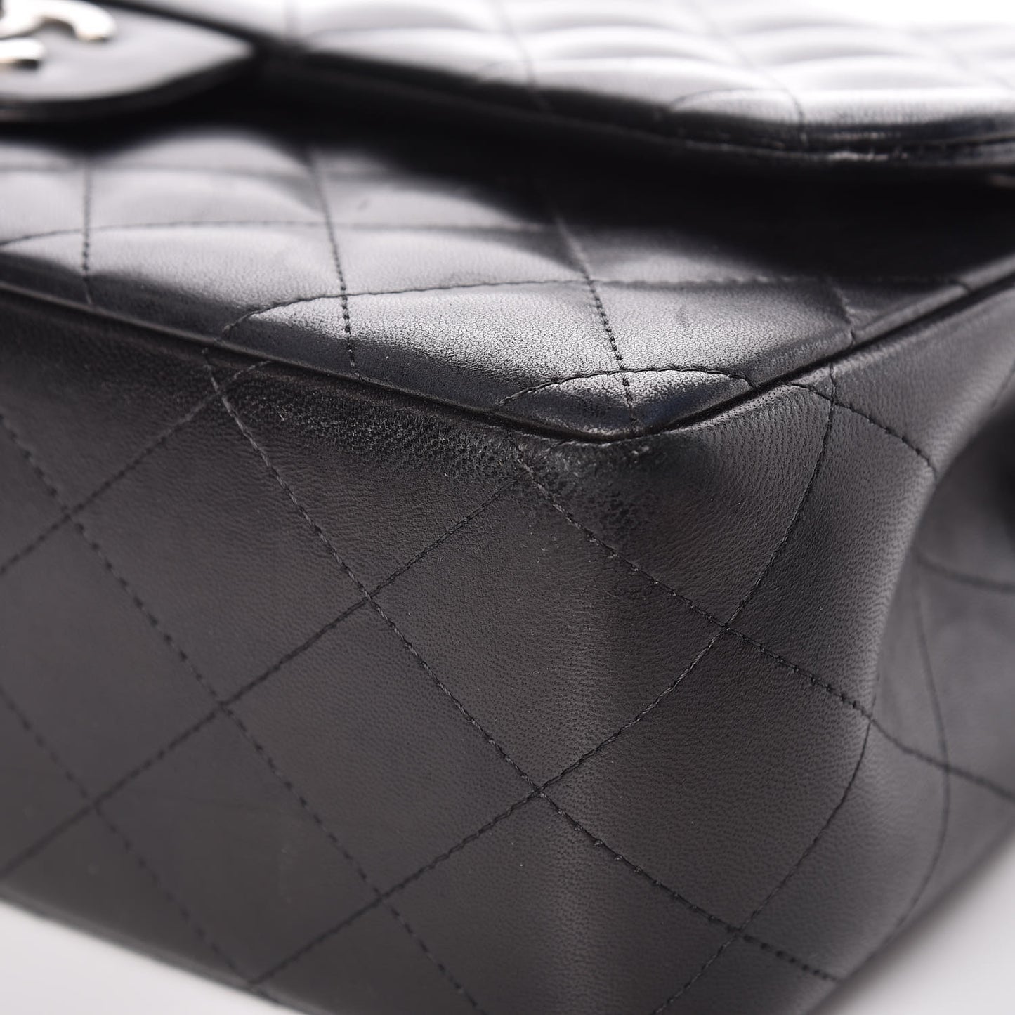 Lambskin Quilted Jumbo Double Flap Black