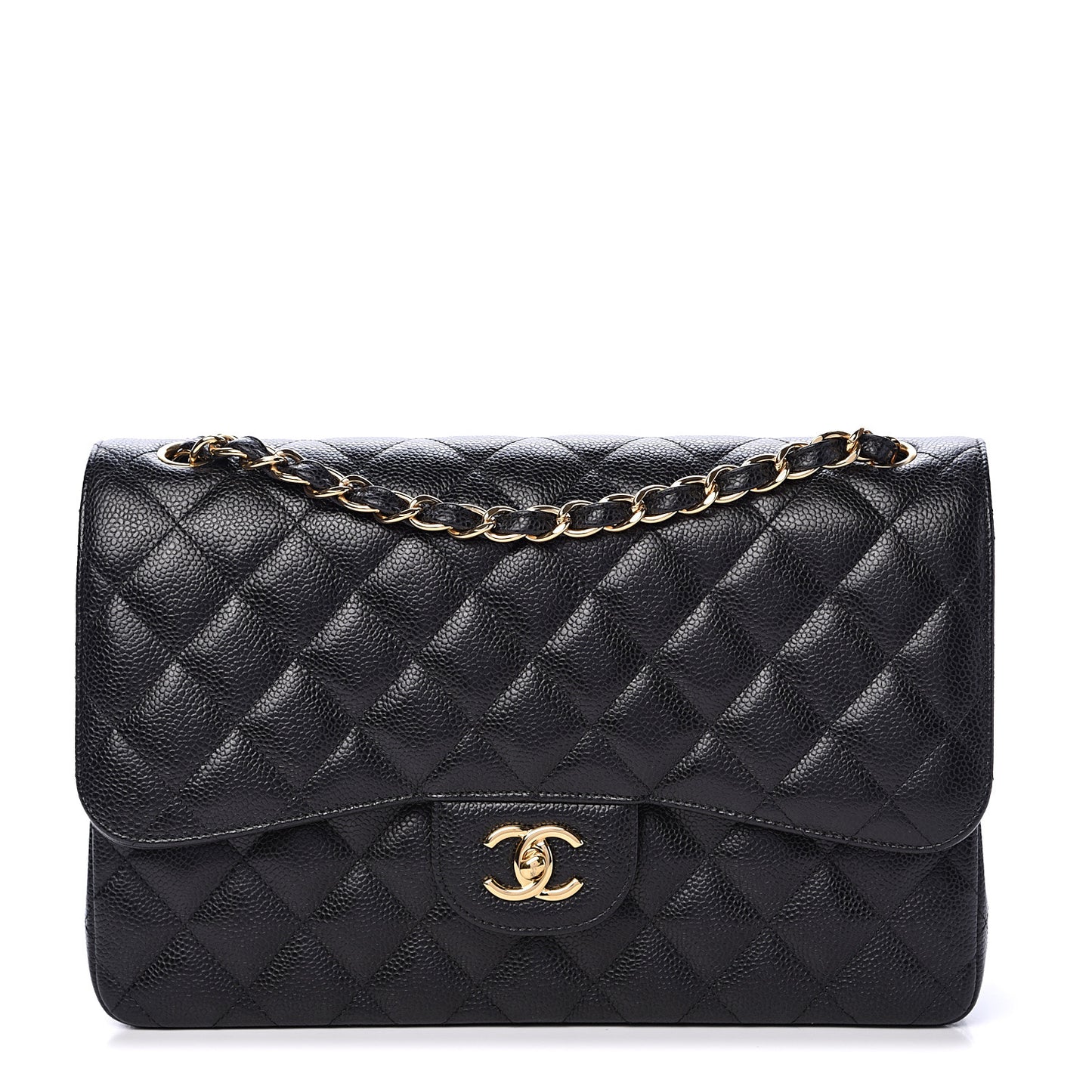Caviar Quilted Jumbo Double Flap Black
