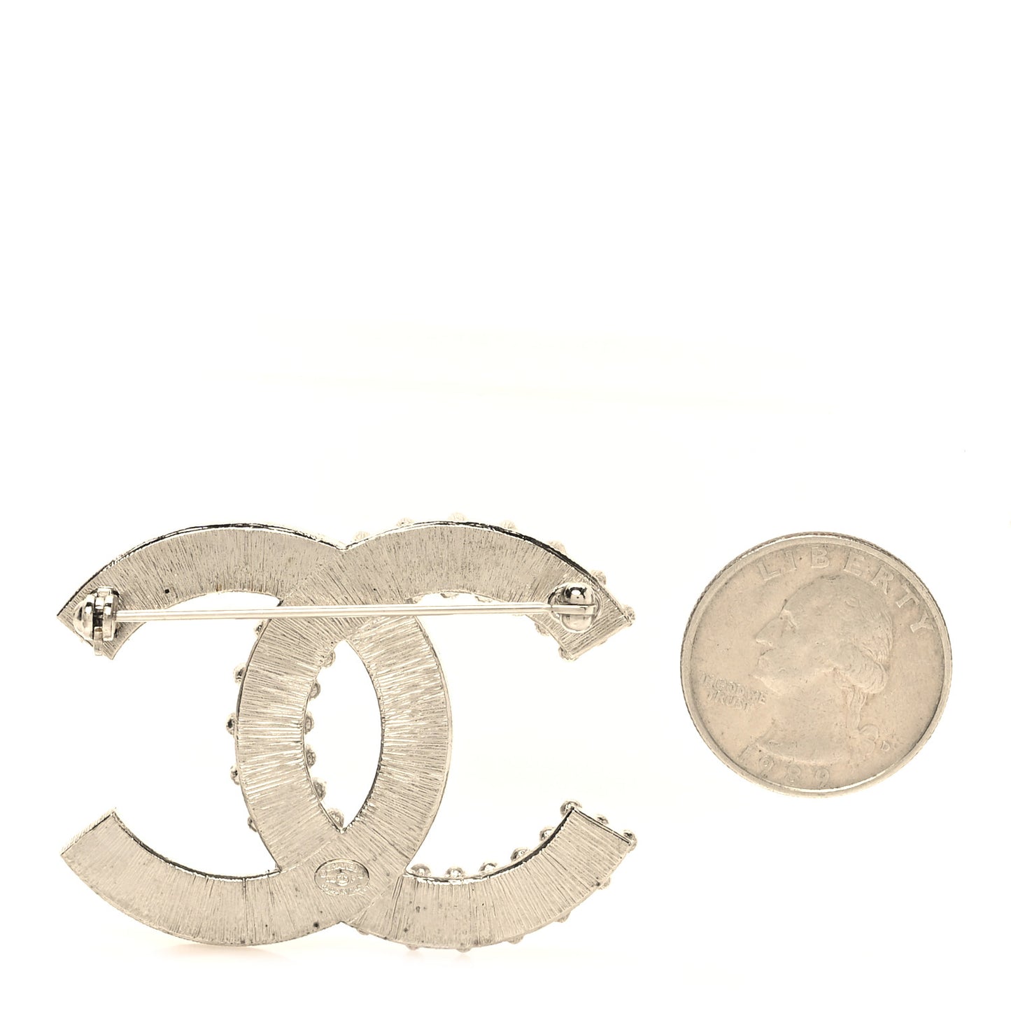 Baguette Round Crystal CC Brooch Silver