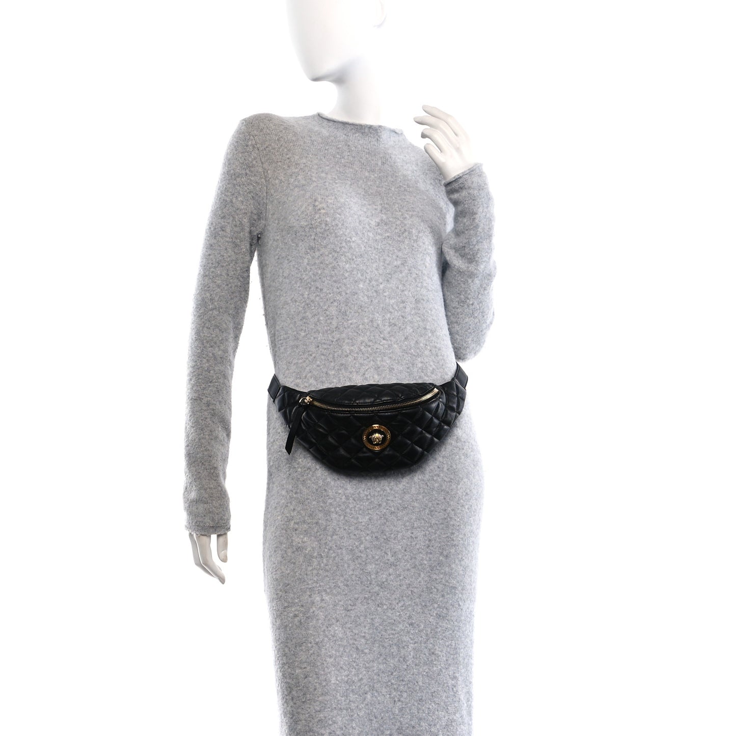 Nappa Quilted Medusa Belt Bag Black