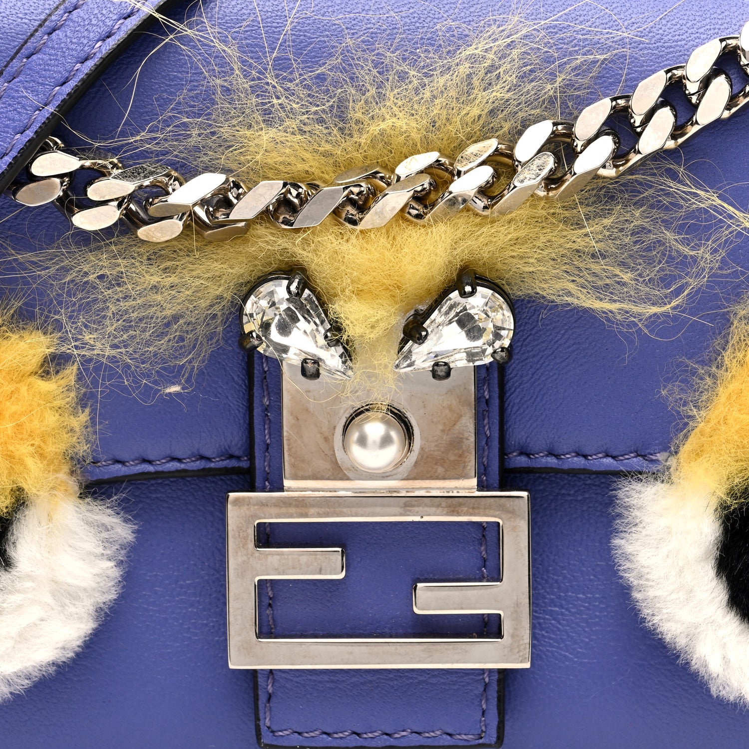 Fendi Nappa Rabbit Fox Fur Micro Buggie Baguette Cassis Giallo Multicolor 8 of 10
