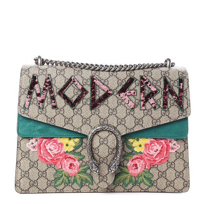 Gucci GG Supreme Monogram Embroidered Medium Dionysus Shoulder Bag Emerald 1 of 12