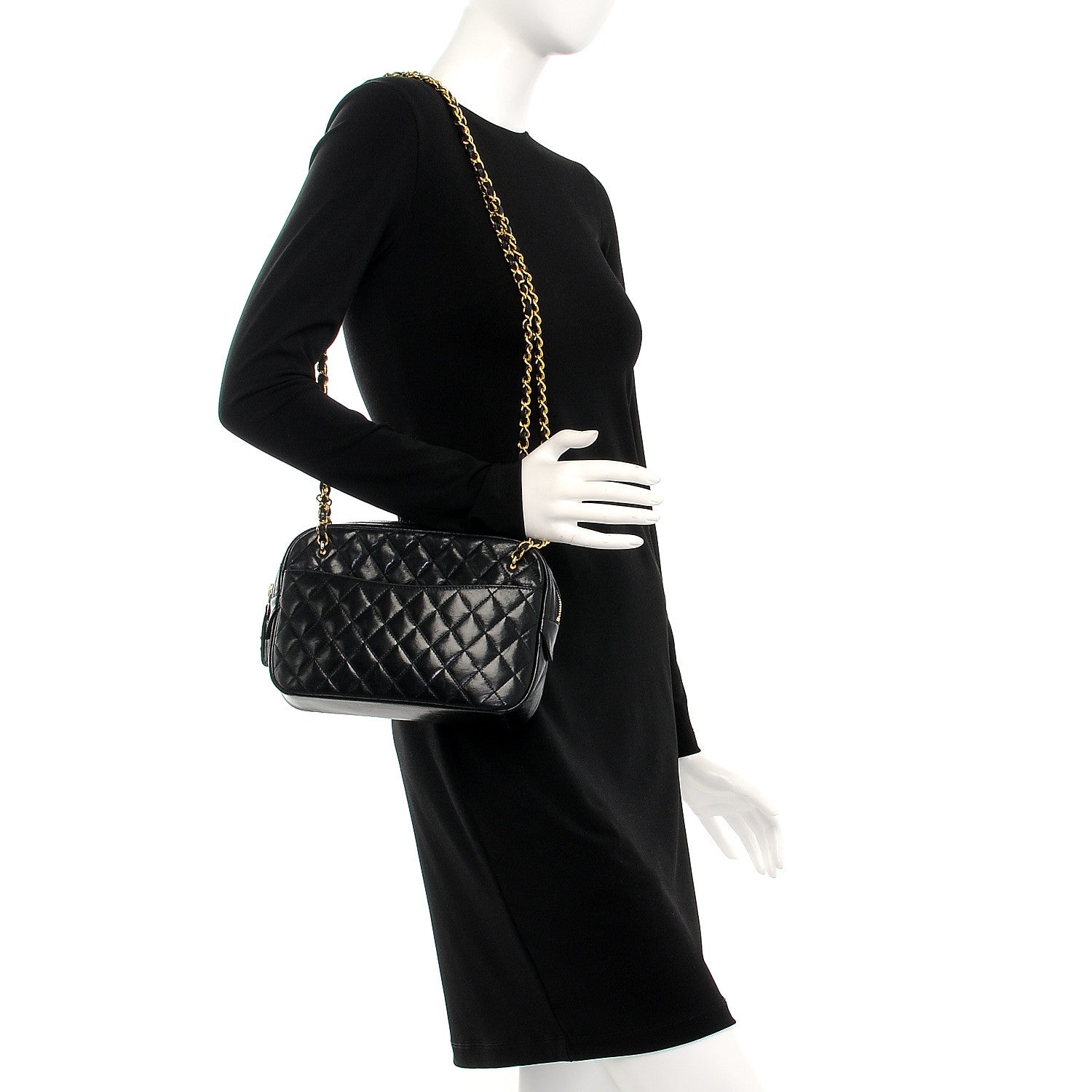 Chanel Lambskin Quilted Camera Case Black 2 of 12