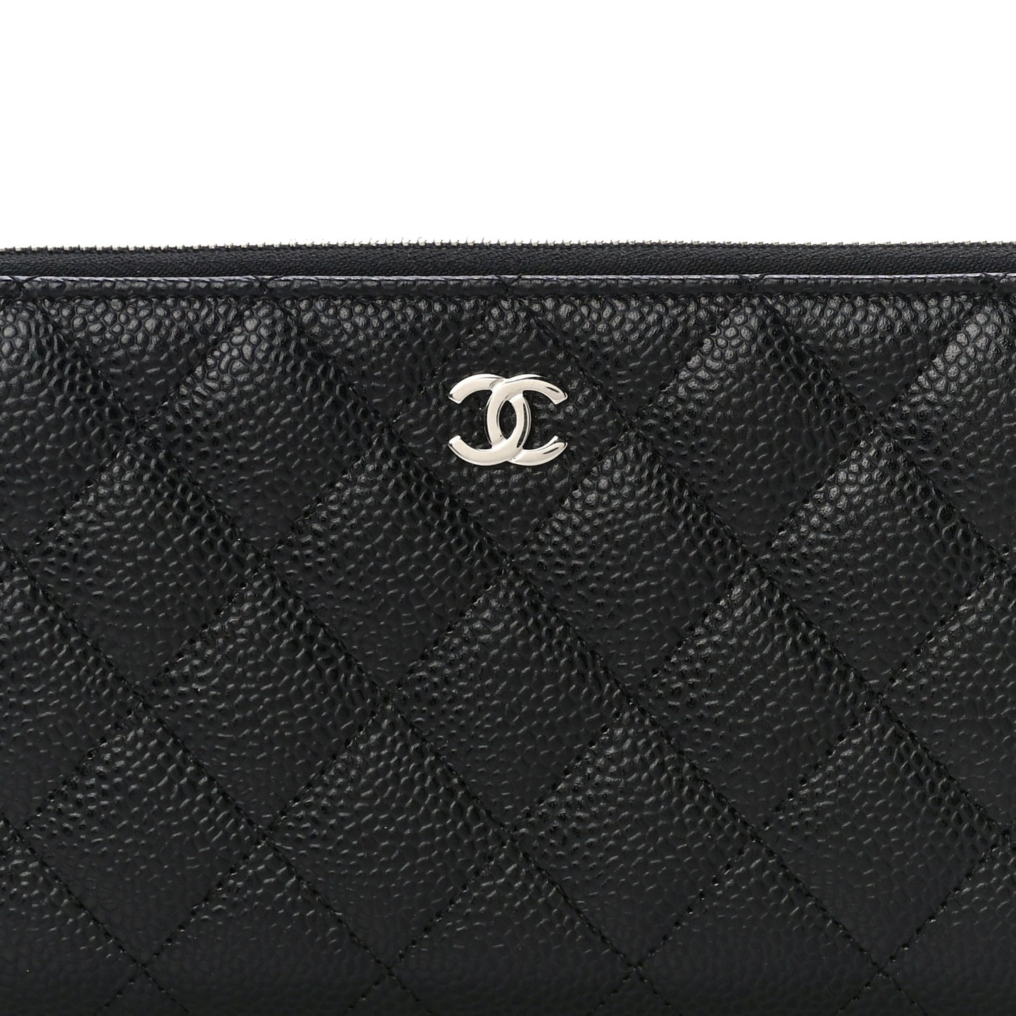 Caviar Quilted Large Gusset Zip Around Wallet Black