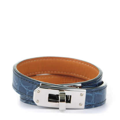 Hermes Shiny Alligator Kelly Double Tour Bracelet S Bleu Roi 1 of 7