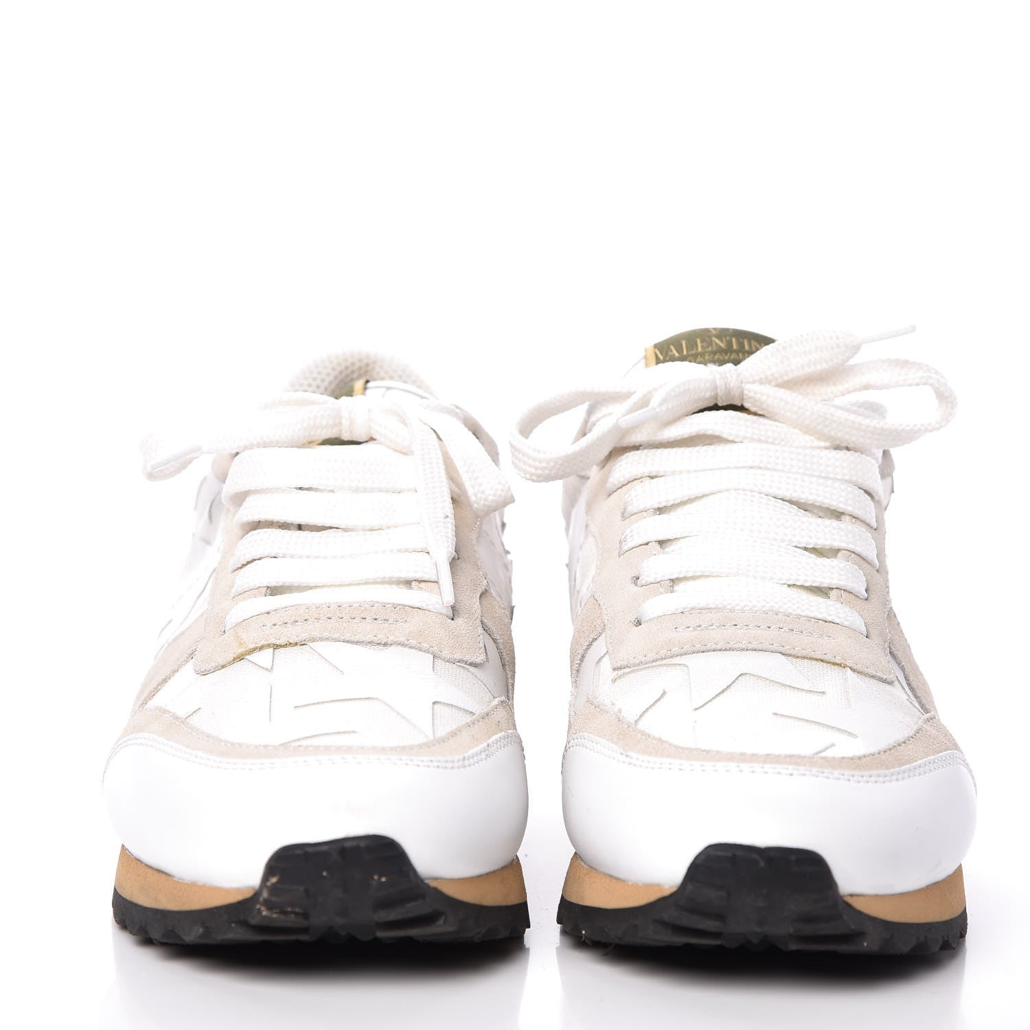 Valentino Garavani Fabric Suede Camustars Womens Rockrunner Sneakers 37.5 White 2 of 10
