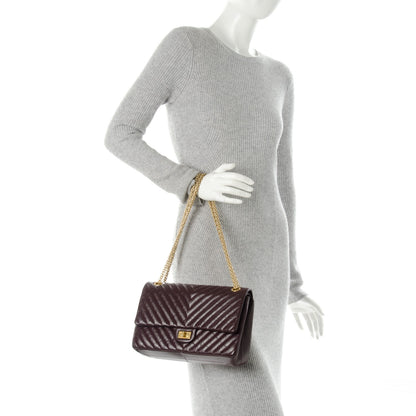 Chanel Aged Calfskin Chevron Quilted 2.55 Reissue 226 Burgundy 2 of 7