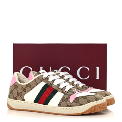 Gucci Lame GG Monogram Nubuck Web Screener Sneakers 40 Beige Ebony Pink 10 of 10
