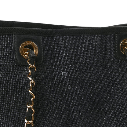 Chanel Woven Straw Raffia Small Deauville Tote Black 12 of 12
