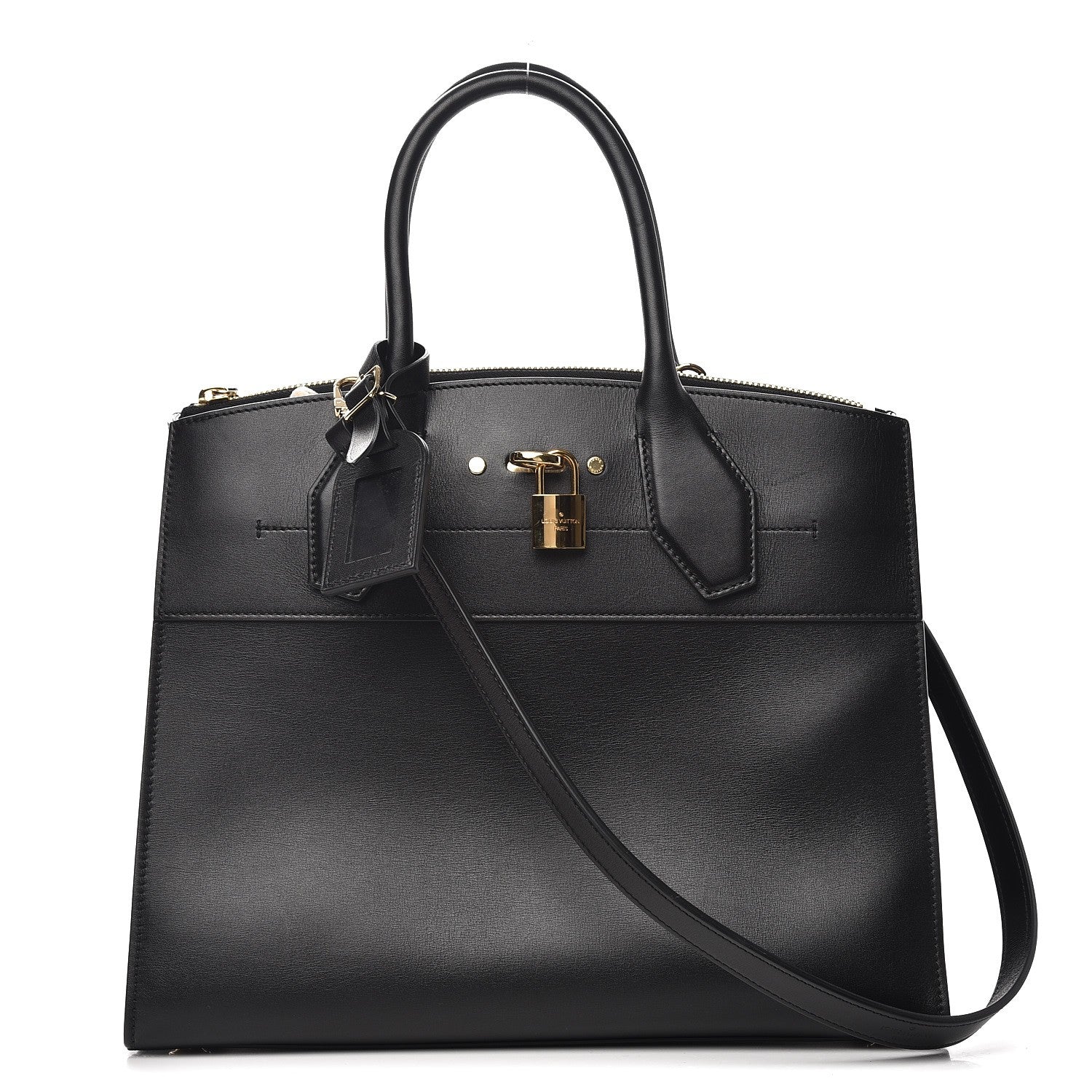 Louis Vuitton Calfskin City Steamer MM Black 1 of 10