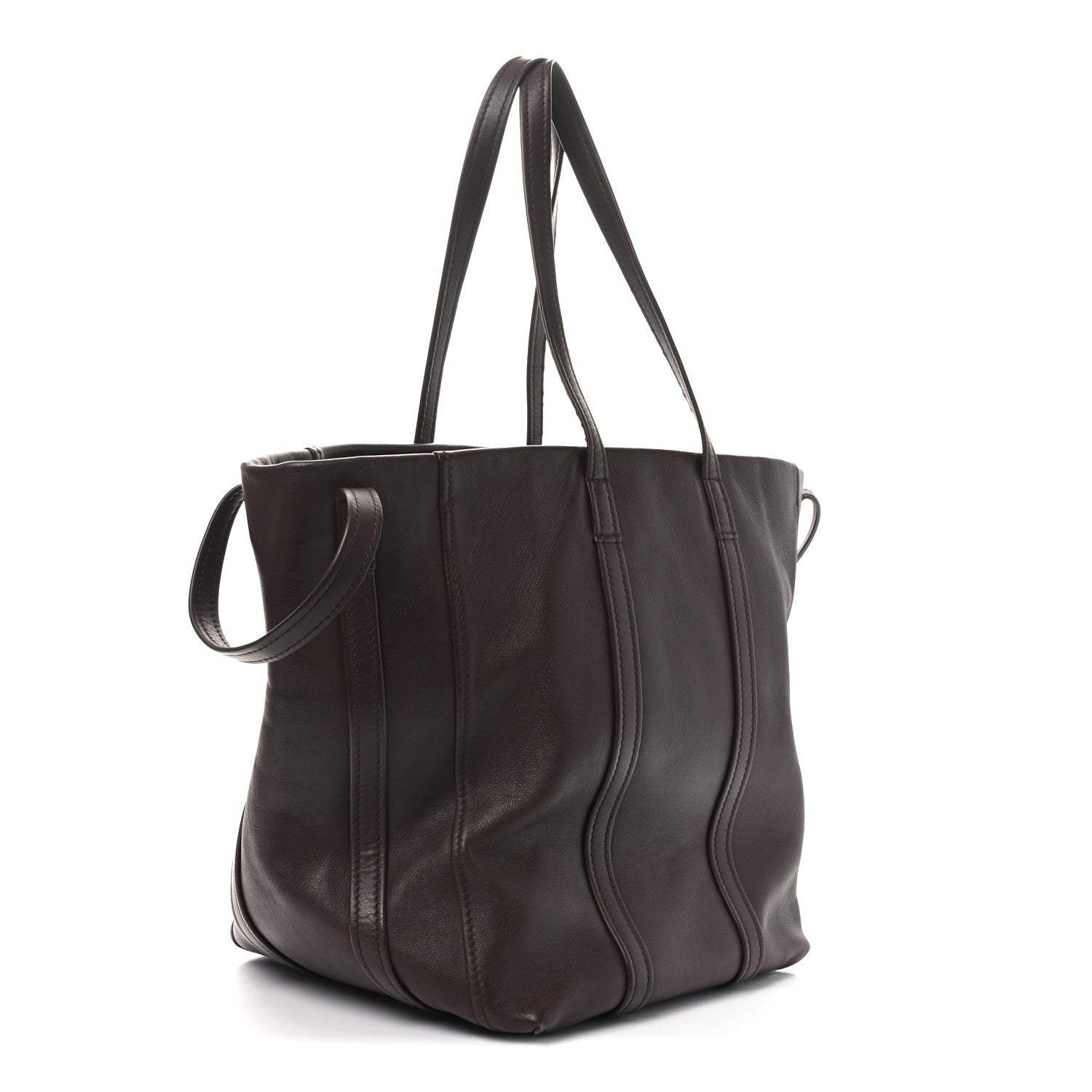 Balenciaga Calfskin Large Laundry Cabas Tote Marron Chocolate 3 of 9