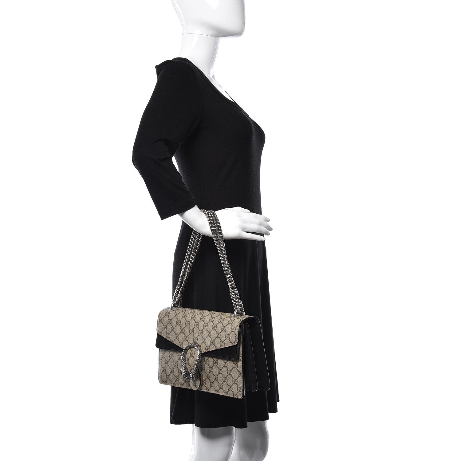 Gucci GG Supreme Monogram Small Dionysus Shoulder Bag Black 3 of 15