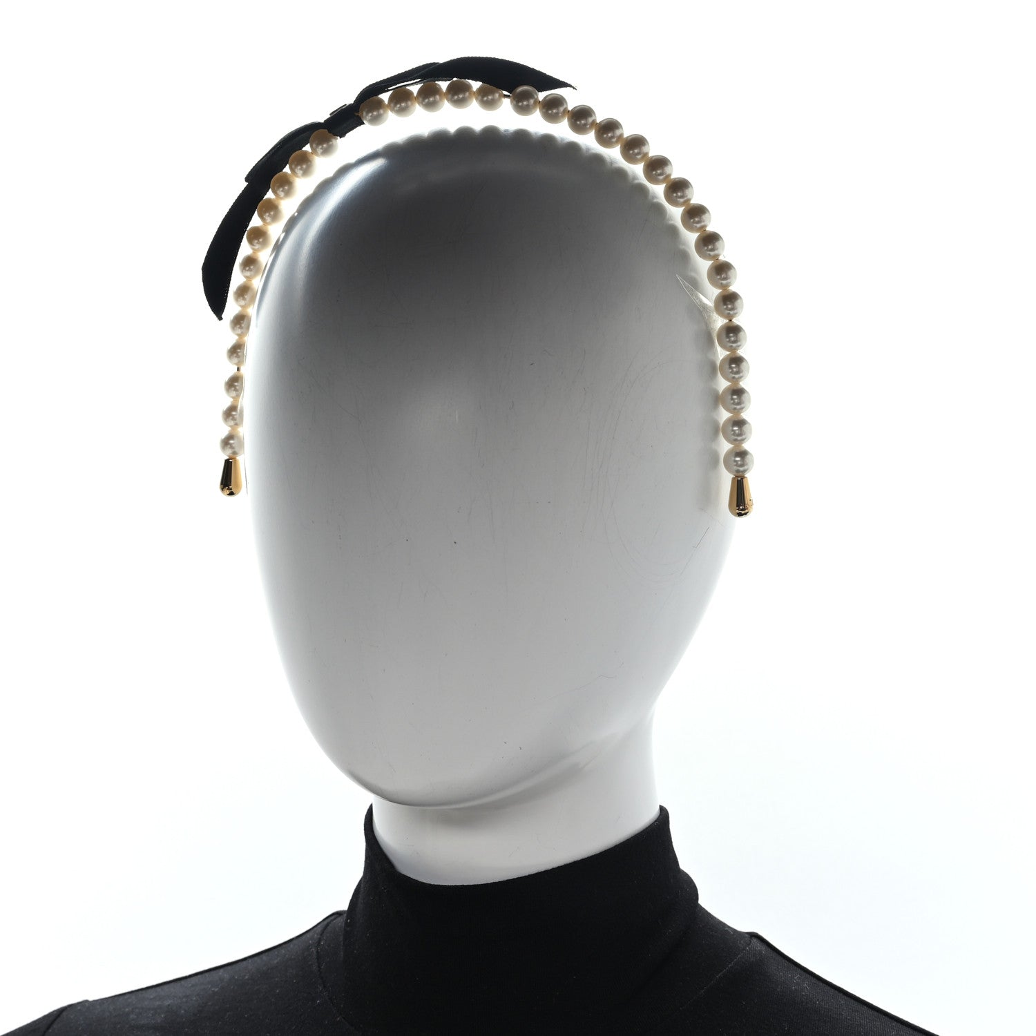 Chanel Pearl CC Headband White Gold Black 2 of 6