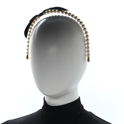 Chanel Pearl CC Headband White Gold Black 2 of 6