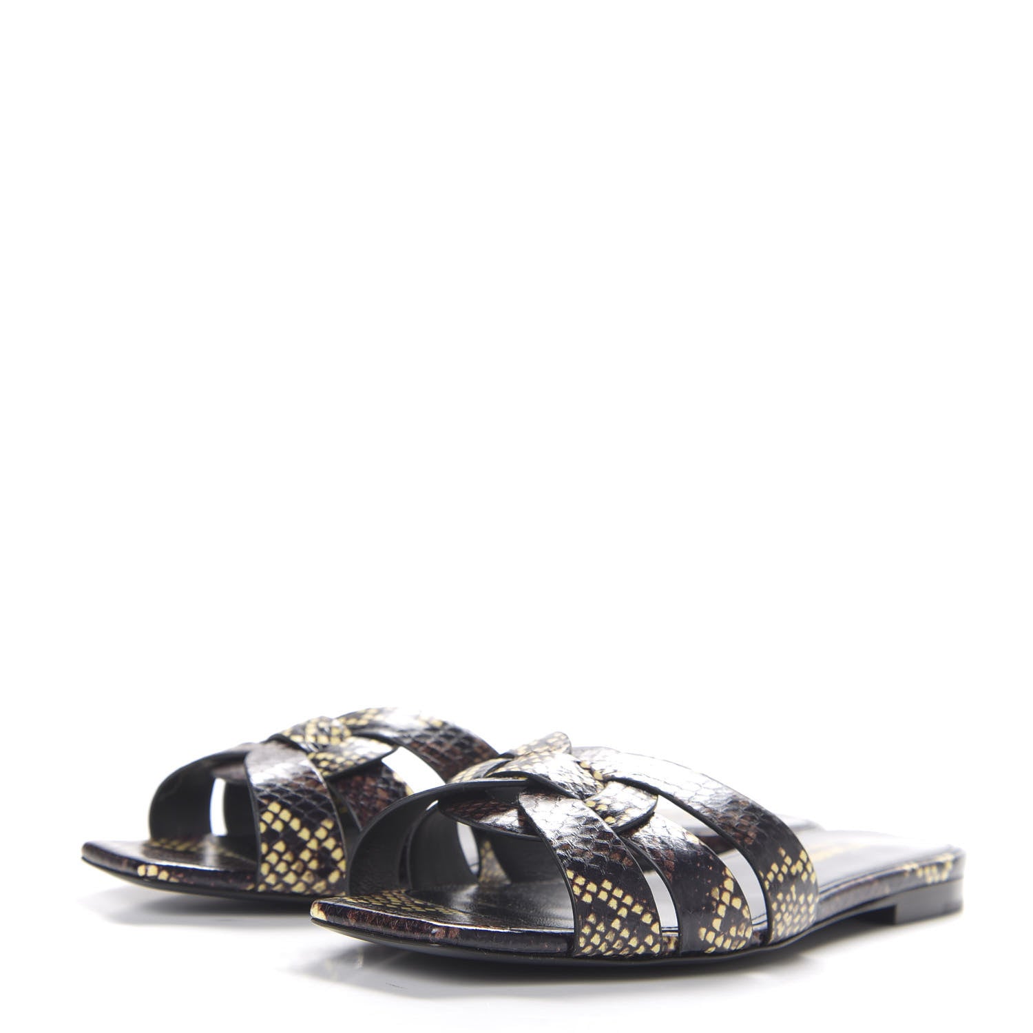 Saint Laurent Snakeskin Tribute 05 Slide Sandals 37.5 Oro 2 of 8
