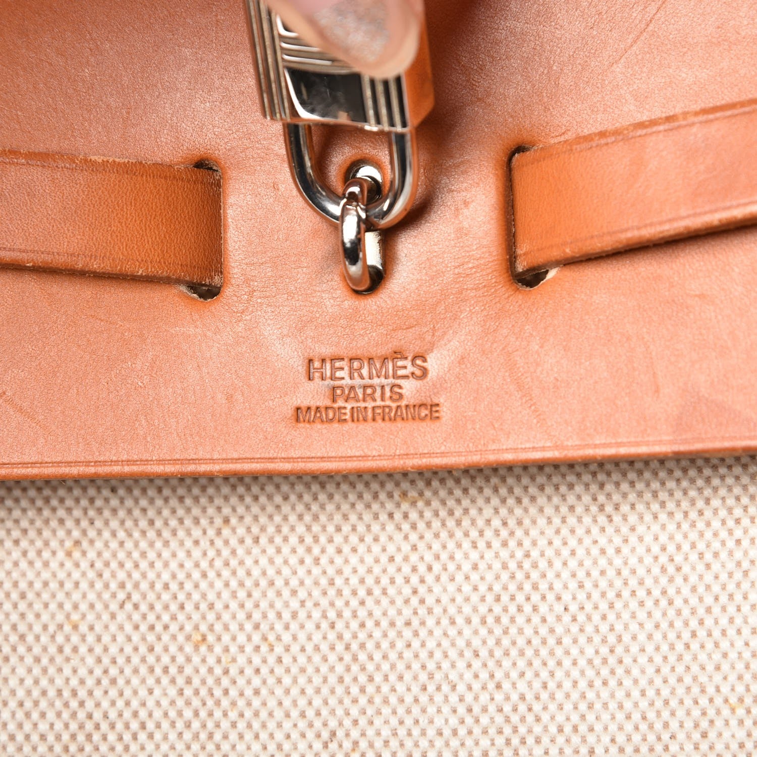 Hermes Toile Vache Calfskin Herbag 30 PM Backpack Natural 6 of 15