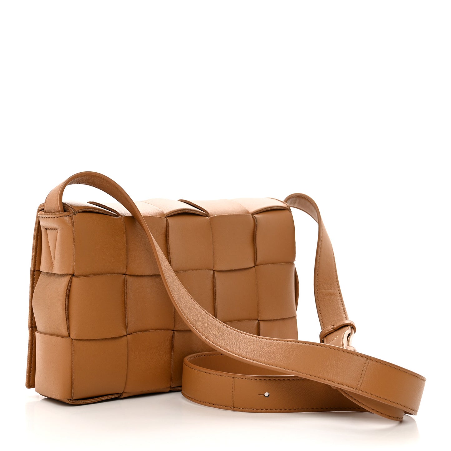Lambskin Maxi Intrecciato Cassette Crossbody Bag Caramel