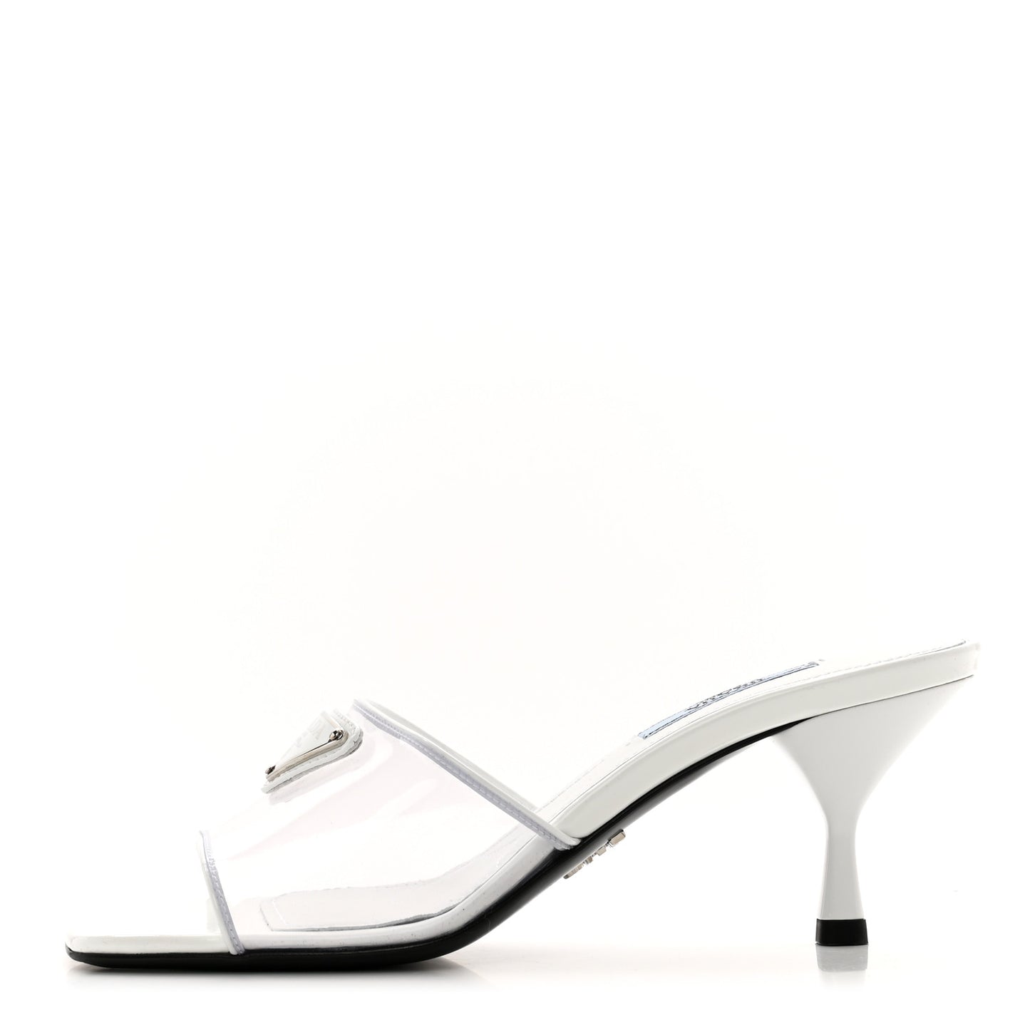Plexiglass Vernice Metal Triangle Logo 65mm Slide Sandals 35 White