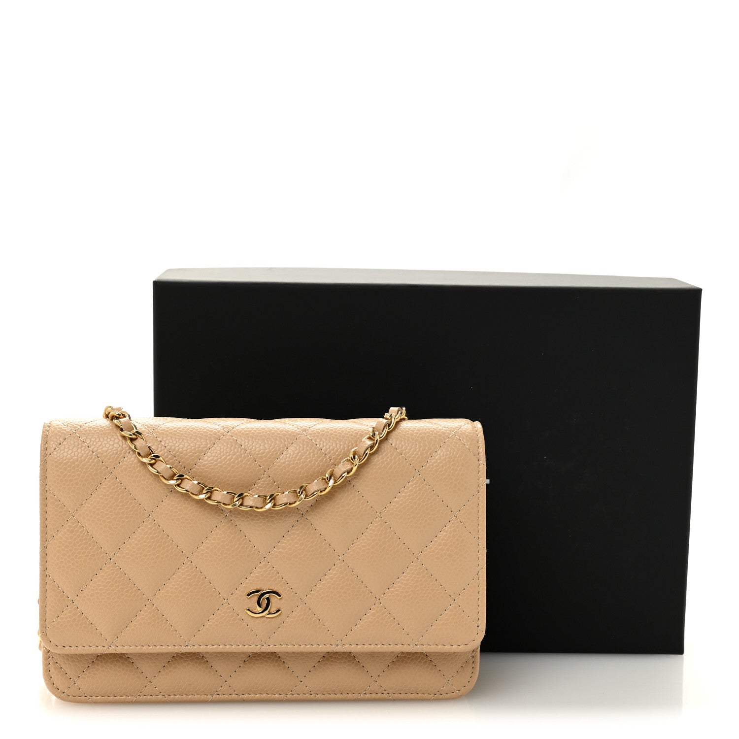 Chanel Caviar Quilted Wallet on Chain WOC Beige 12 of 12