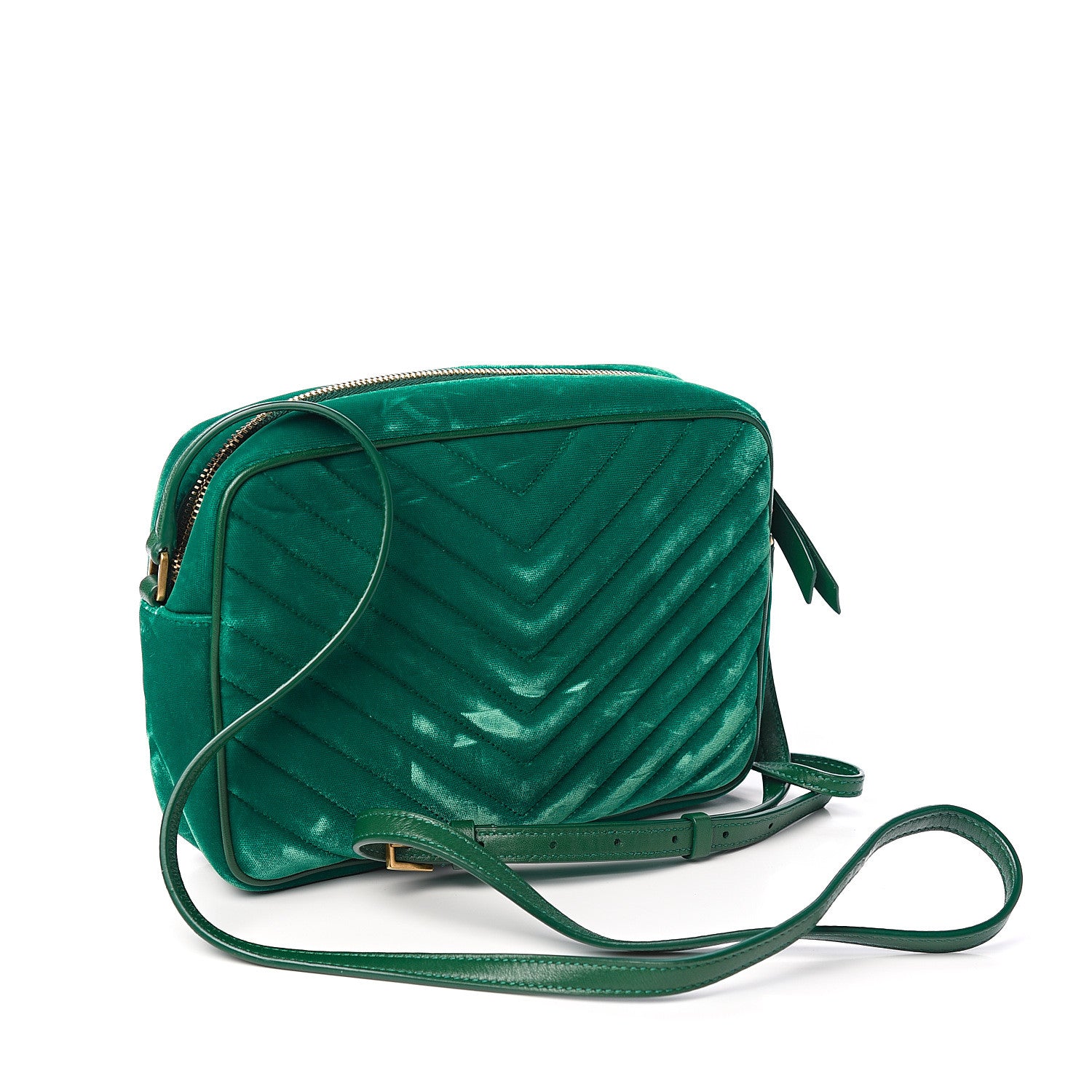 Saint Laurent Velvet Matelasse Monogram Lou Camera Bag Deep Malachite 2 of 11