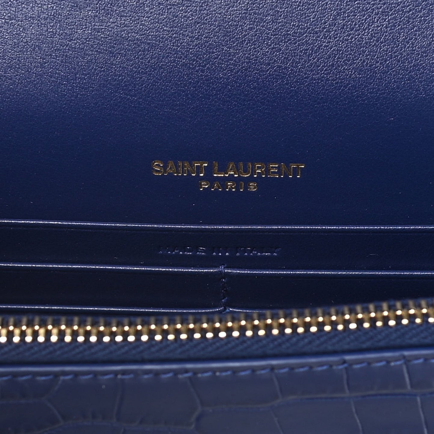 Calfskin Crocodile Embossed Kate Monogram Tassel Chain Wallet Royal Blue