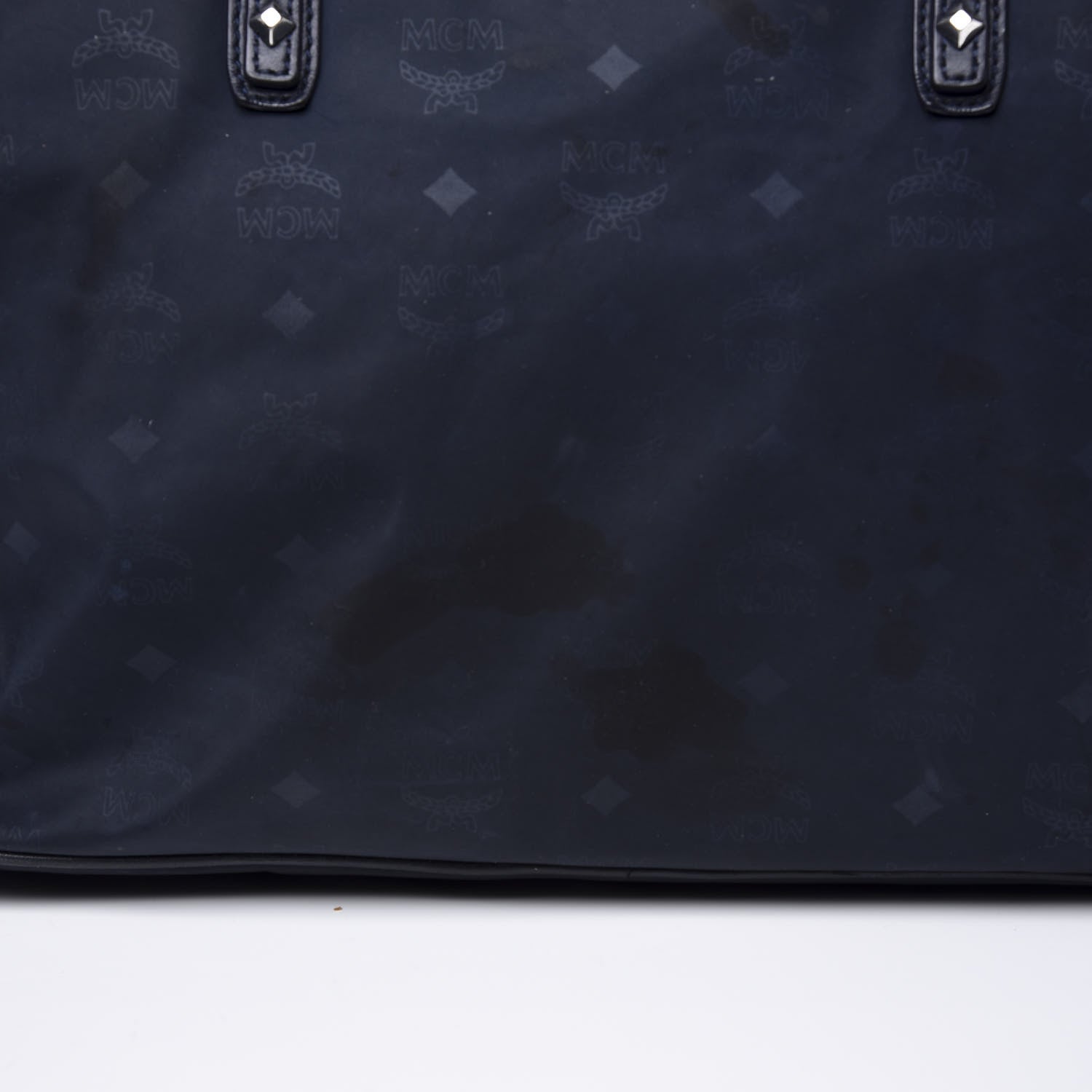 MCM Nylon Monogram Medium Dieter Shopper Tote Navy 10 of 14