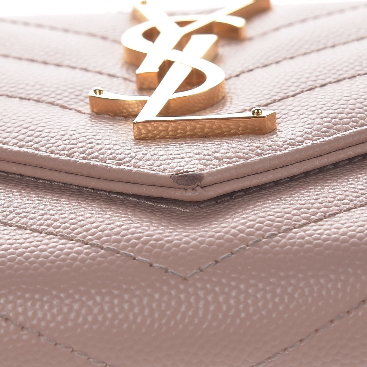 Saint Laurent Grain De Poudre Matelasse Chevron Monogram Wallet Pale Pink 8 of 12