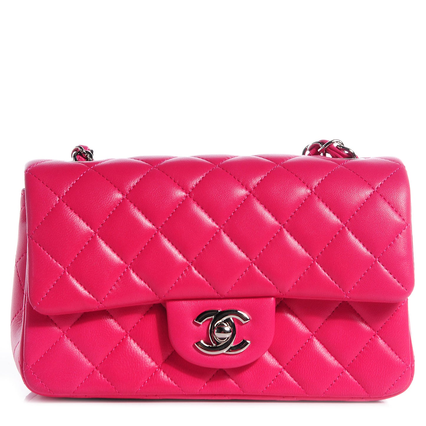 Lambskin Quilted Mini Flap Dark Pink