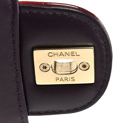 Chanel Shaded Patent Calfskin Quilted Mini Rectangular Flap Red Yellow Dark Purple 6 of 10