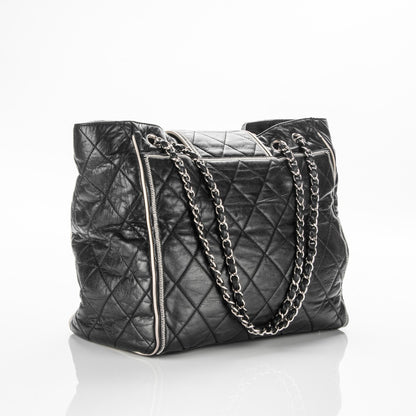 Chanel Lambskin Quilted East West Large Tote Black 3 of 8